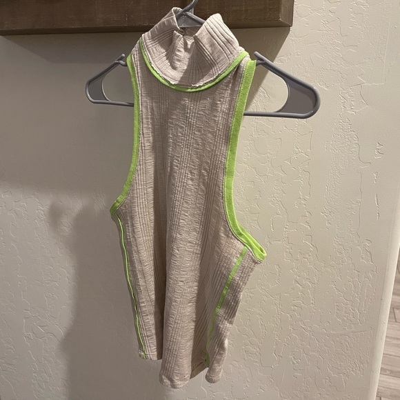 We The Free, turtle neck tank top. Size XS, tan with neon green detail, NWT• - Picture 10 of 15